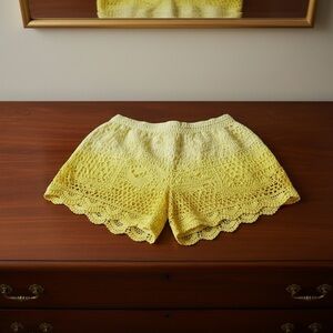 Raga Yellow Crochet Women Boho Shorts - Size M